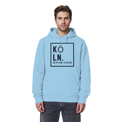 Köln Koordinaten (großer Druck auf der Brust) - Organic Basic Hoodie