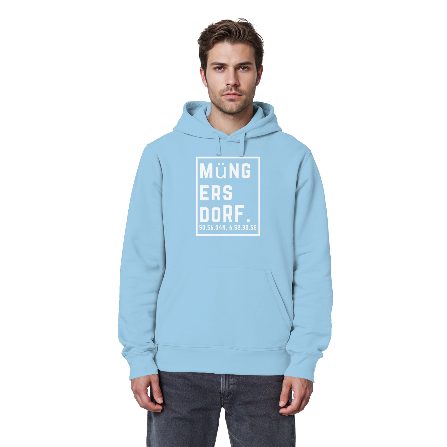 Müngersdorf Koordinaten (großer Druck auf der Brust) - Organic Basic Hoodie