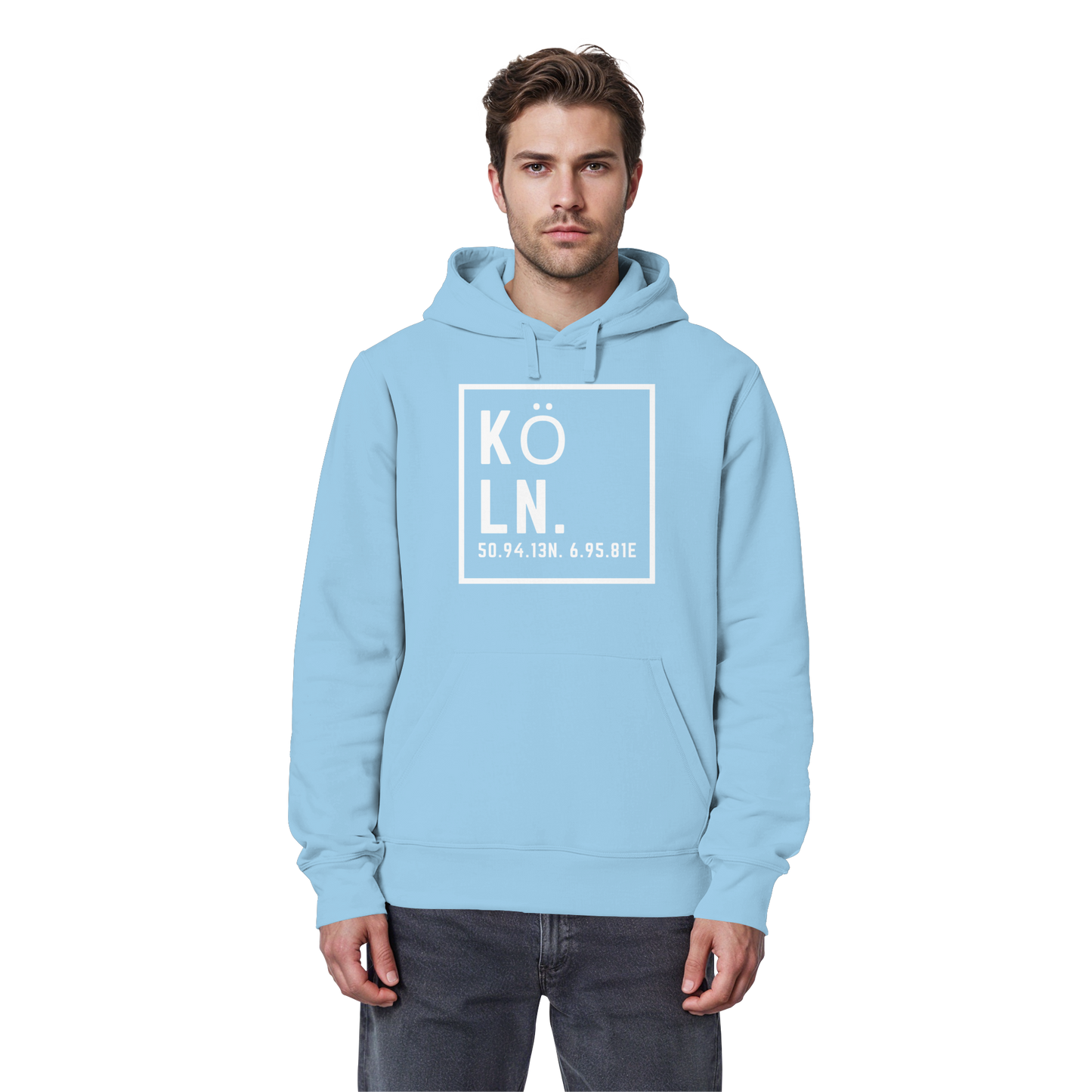 Köln Koordinaten (großer Druck auf der Brust) - Organic Basic Hoodie