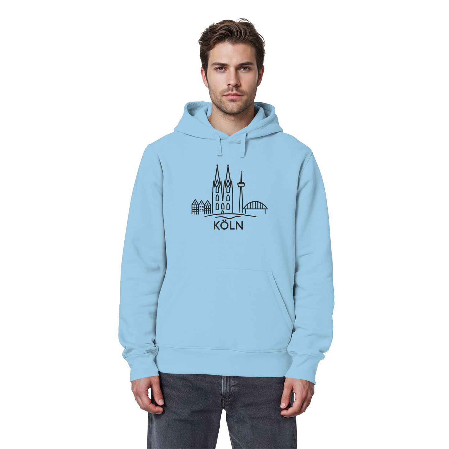 Köln Skyline (großer Druck auf der Brust) - Organic Basic Hoodie