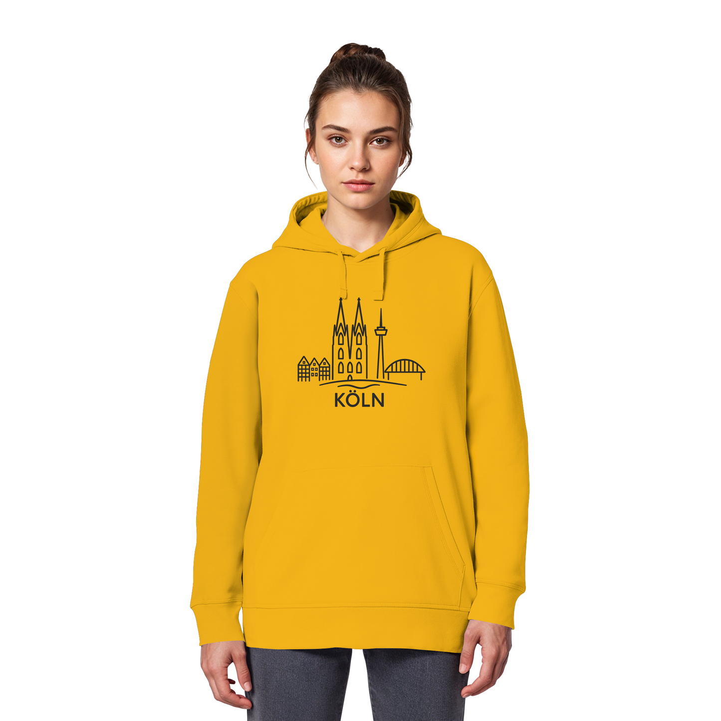 Köln Skyline (großer Druck auf der Brust) - Organic Basic Hoodie
