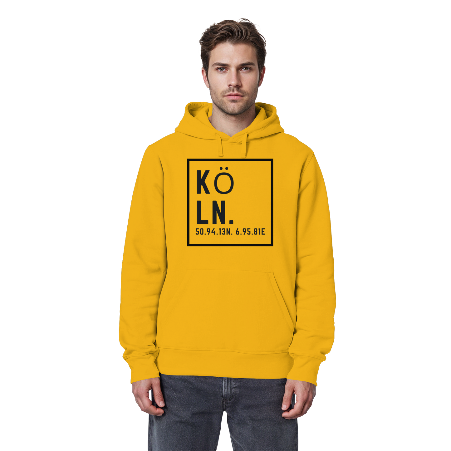 Köln Koordinaten (großer Druck auf der Brust) - Organic Basic Hoodie