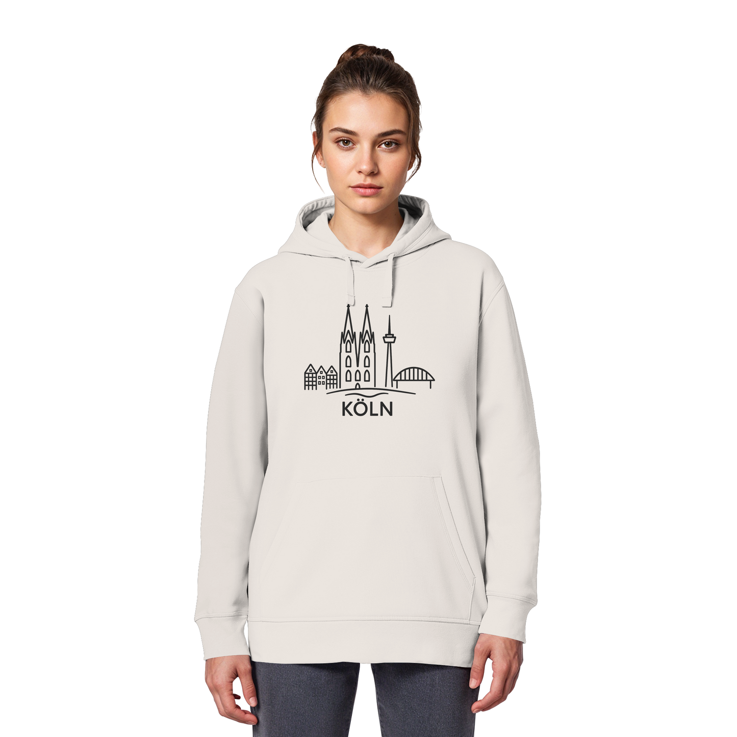 Köln Skyline (großer Druck auf der Brust) - Organic Basic Hoodie