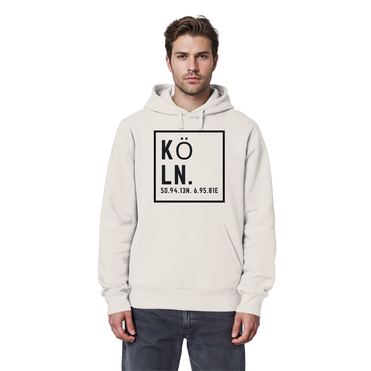 Köln Koordinaten (großer Druck auf der Brust) - Organic Basic Hoodie