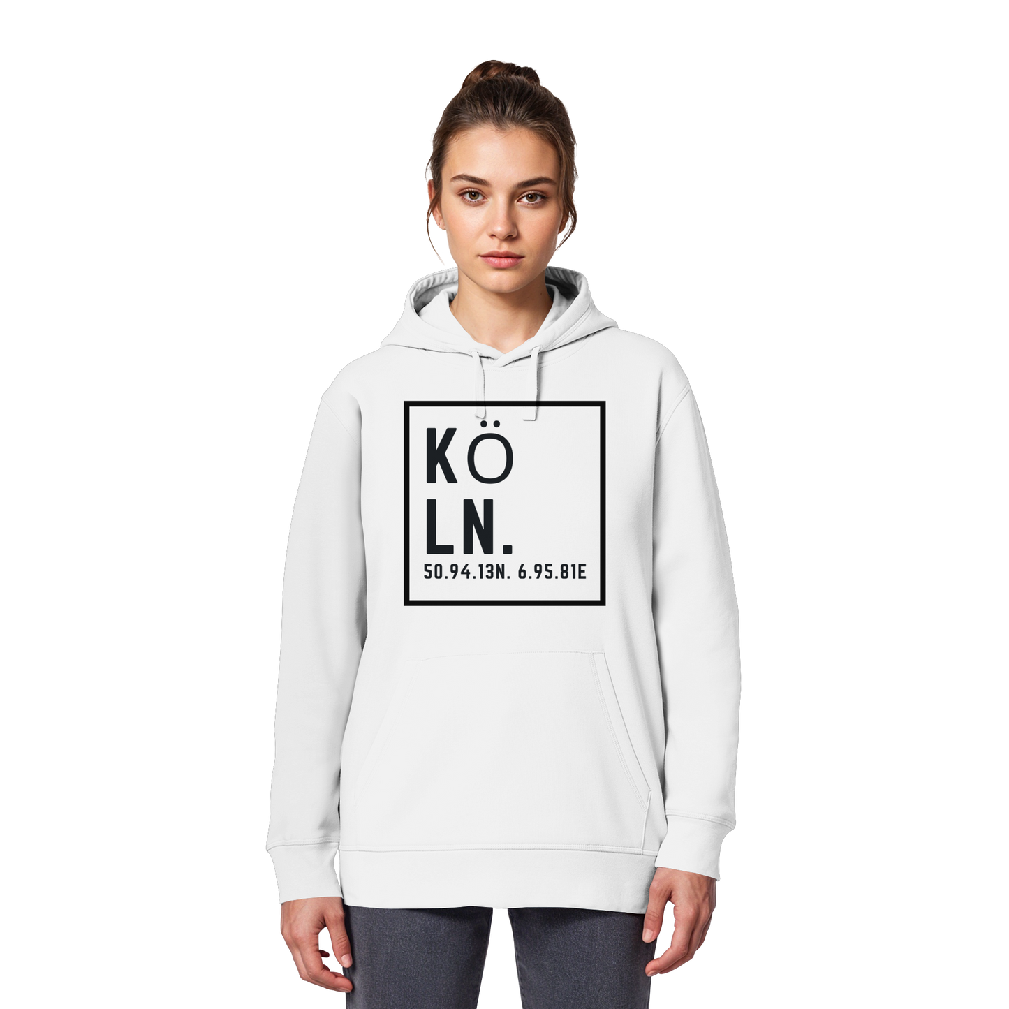 Köln Koordinaten (großer Druck auf der Brust) - Organic Basic Hoodie