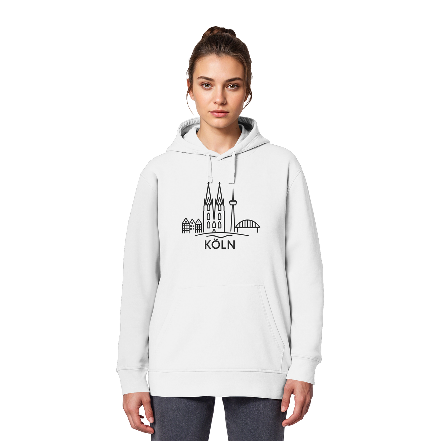 Köln Skyline (großer Druck auf der Brust) - Organic Basic Hoodie