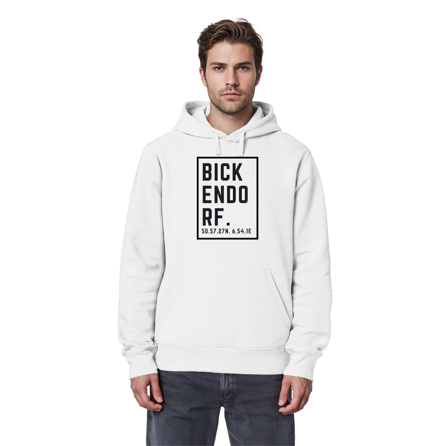 Bickendorf Koordinaten (großer Druck auf der Brust) - Organic Basic Hoodie