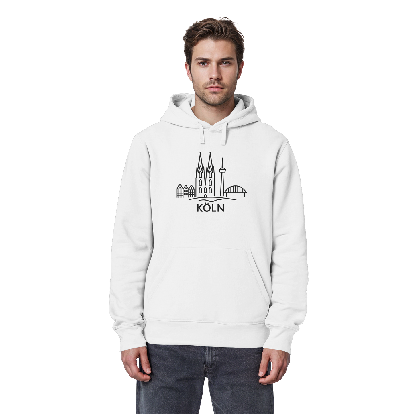 Köln Skyline (großer Druck auf der Brust) - Organic Basic Hoodie