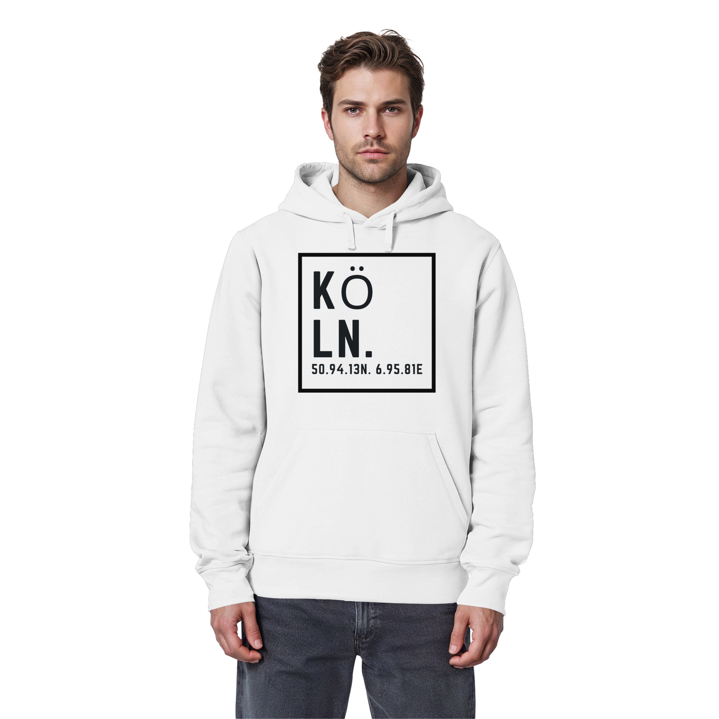 Köln Koordinaten (großer Druck auf der Brust) - Organic Basic Hoodie
