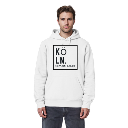 Köln Koordinaten (großer Druck auf der Brust) - Organic Basic Hoodie