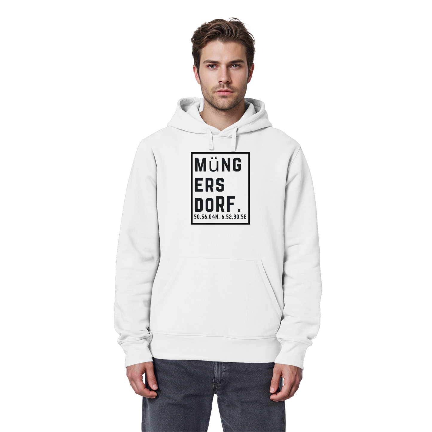 Müngersdorf Koordinaten (großer Druck auf der Brust) - Organic Basic Hoodie