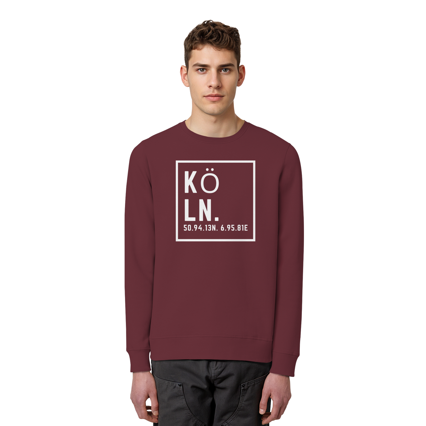 Köln Koordinaten (großer Druck auf der Brust) - Organic Basic Unisex Sweatshirt