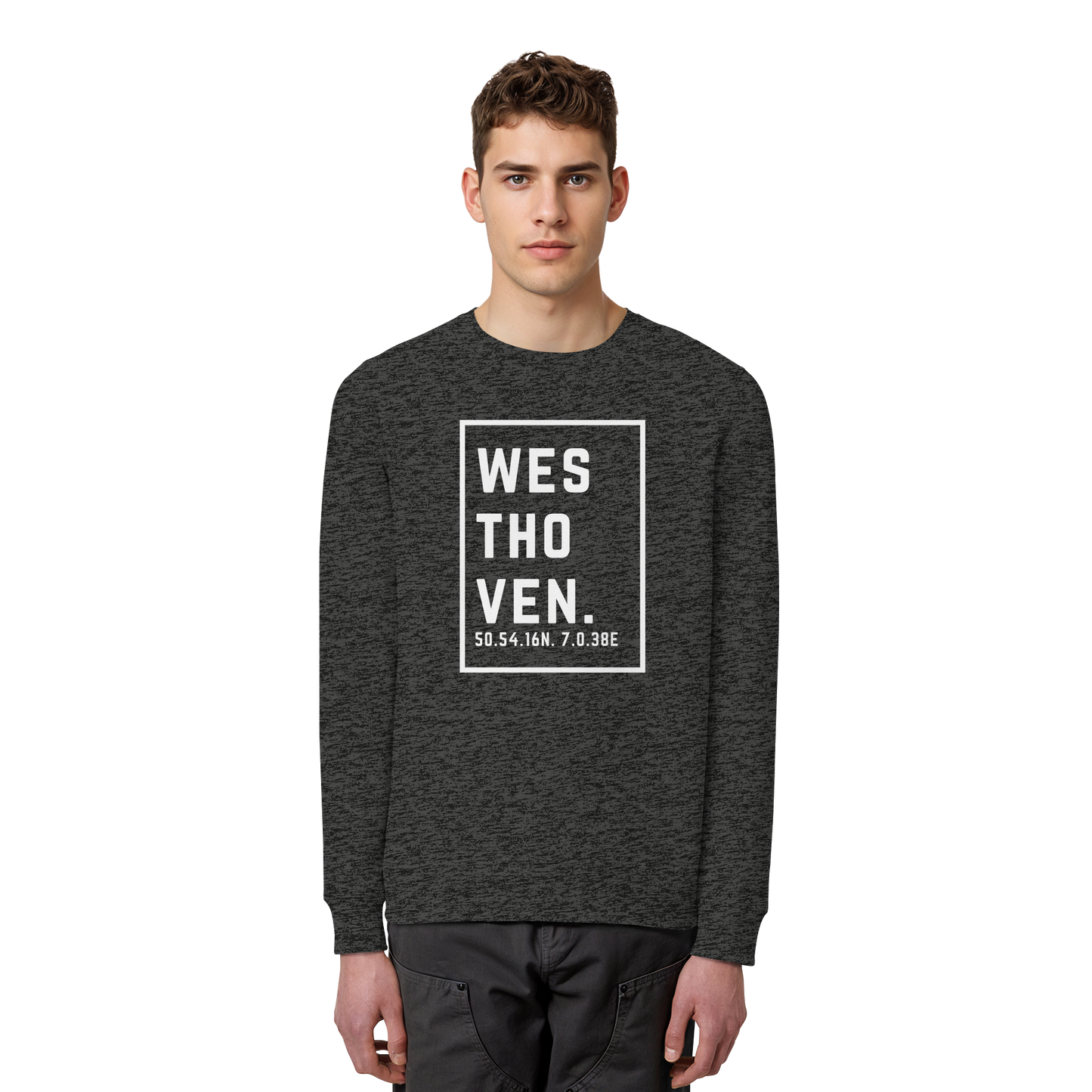 Westhoven Koordinaten (großer Druck auf der Brust) - Organic Basic Unisex Sweatshirt