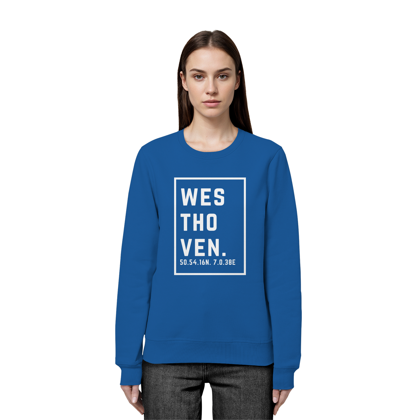 Westhoven Koordinaten (großer Druck auf der Brust) - Organic Basic Unisex Sweatshirt