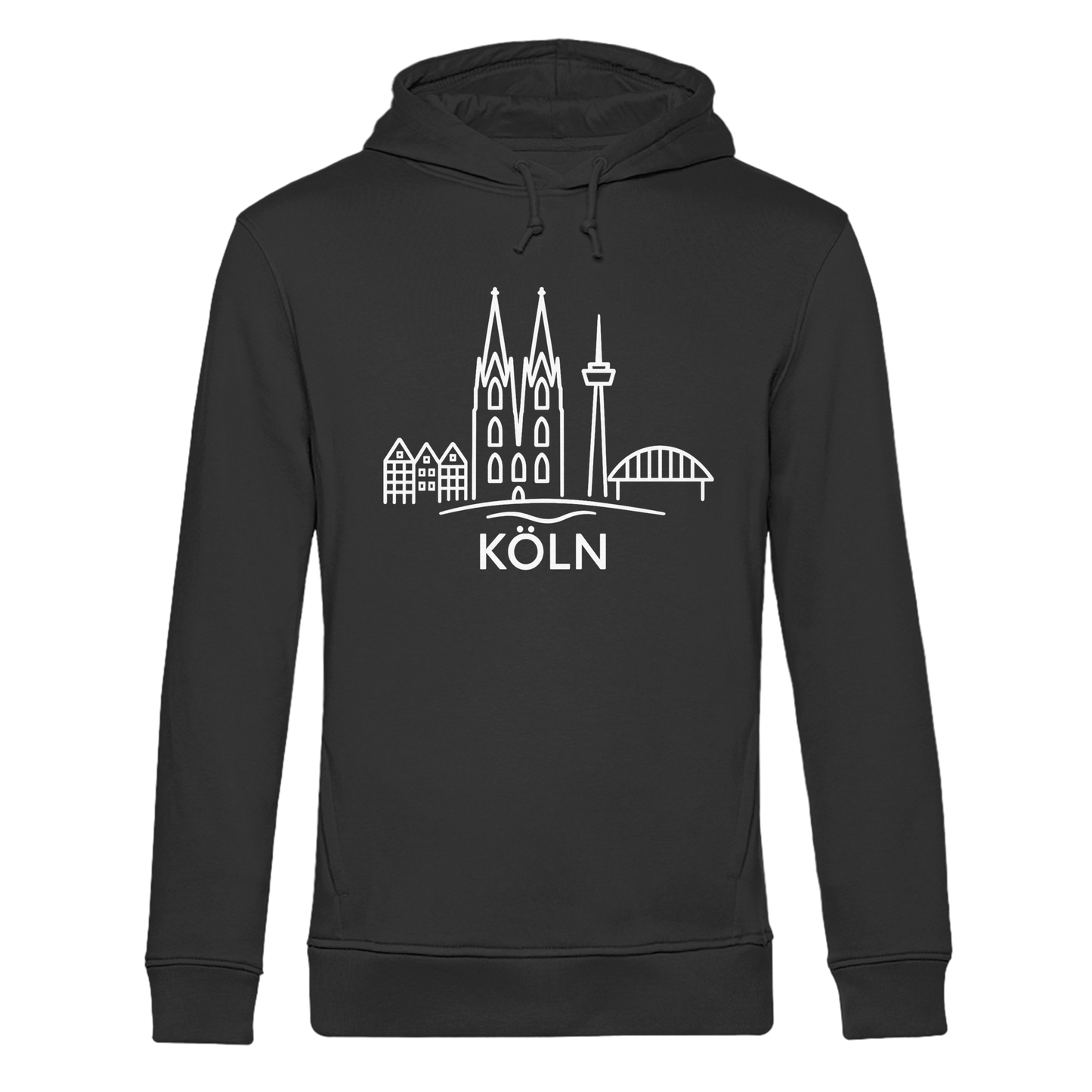 Köln Skyline (großer Druck auf der Brust) - Organic Hoodie B&C