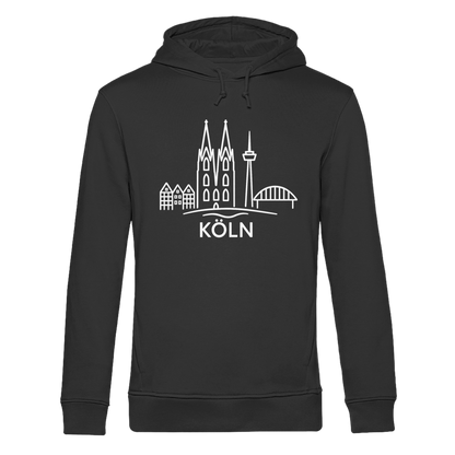 Köln Skyline (großer Druck auf der Brust) - Organic Hoodie B&C