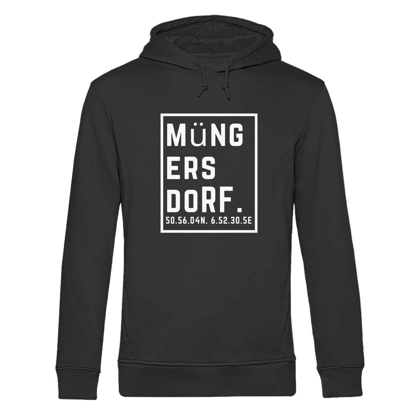 Müngersdorf Koordinaten (großer Druck auf der Brust) - Organic Hoodie B&C