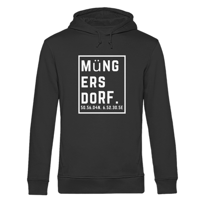 Müngersdorf Koordinaten (großer Druck auf der Brust) - Organic Hoodie B&C