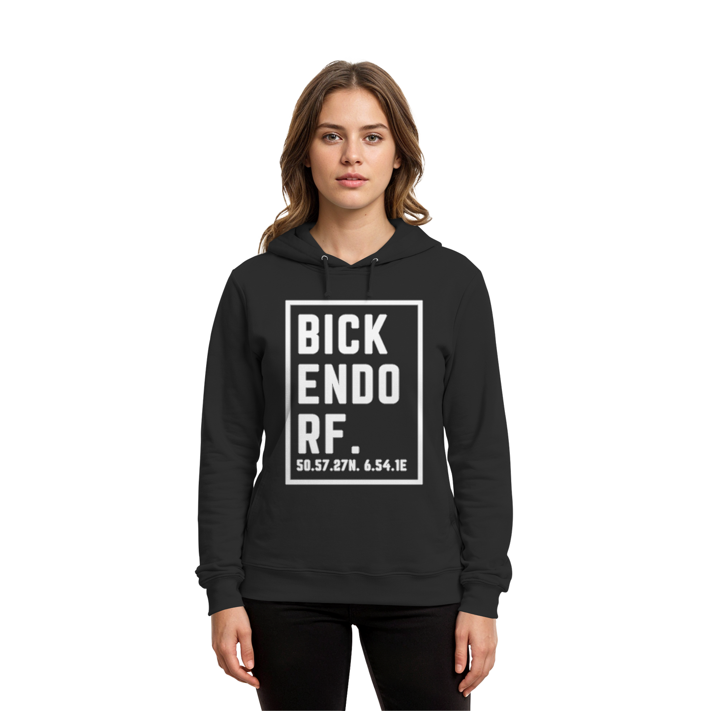 Bickendorf Koordinaten (großer Druck auf der Brust) - Organic Hoodie B&C