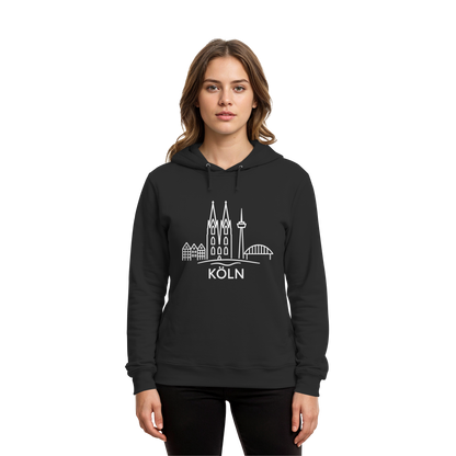 Köln Skyline (großer Druck auf der Brust) - Organic Hoodie B&C