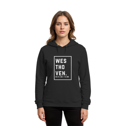 Westhoven Koordinaten (großer Druck auf der Brust) - Organic Hoodie B&C