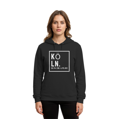 Köln Koordinaten (großer Druck auf der Brust) - Organic Hoodie B&C