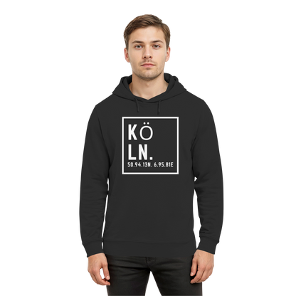 Köln Koordinaten (großer Druck auf der Brust) - Organic Hoodie B&C