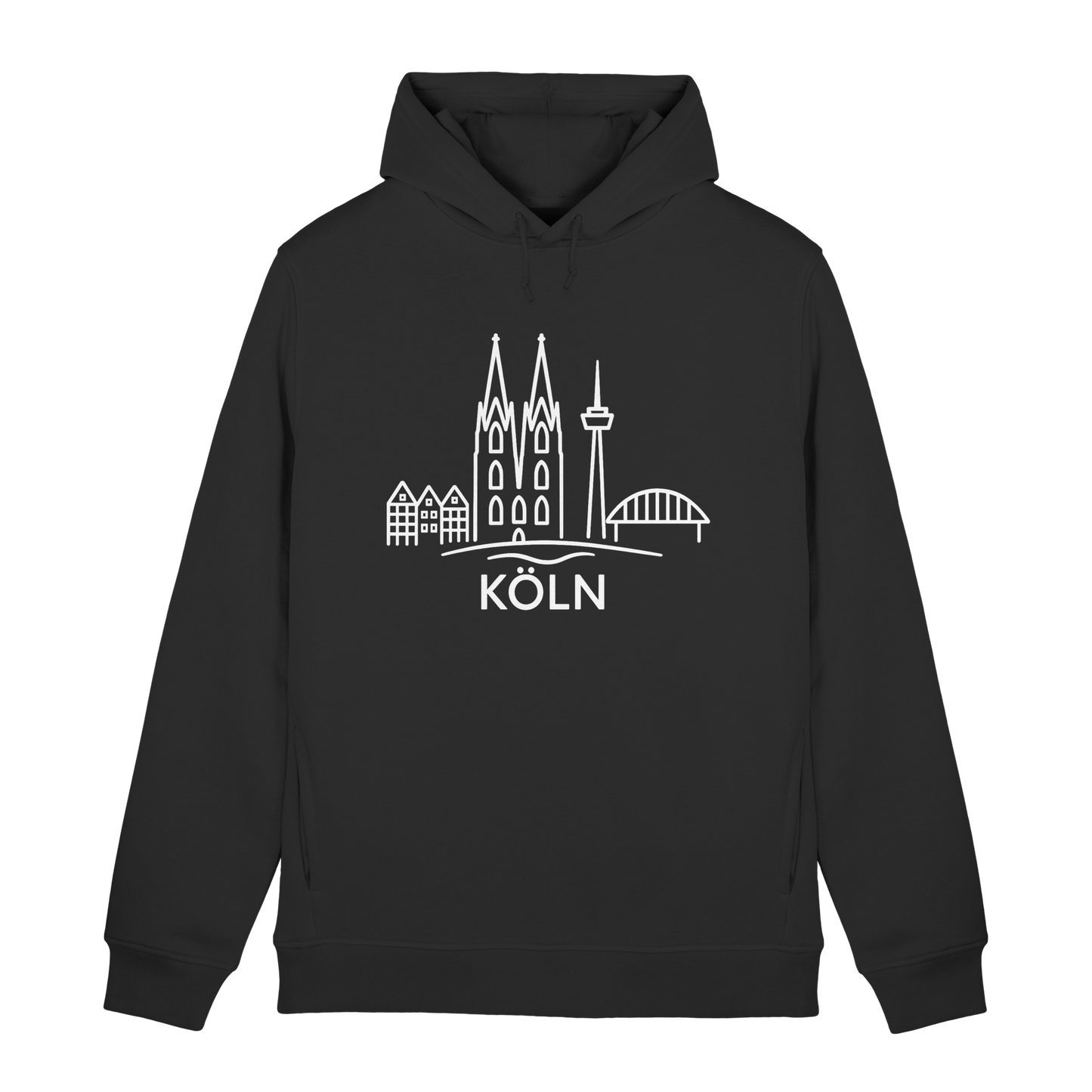 Köln Skyline (großer Druck auf der Brust) - Organic Hoodie B&C