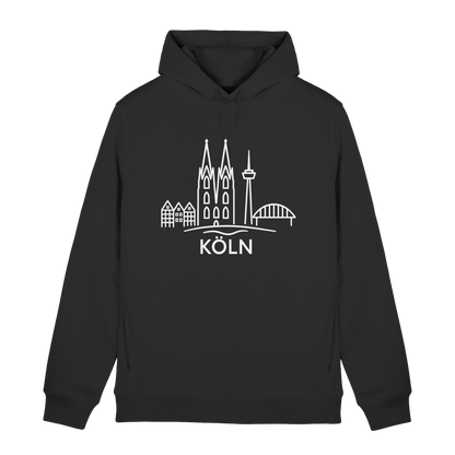 Köln Skyline (großer Druck auf der Brust) - Organic Hoodie B&C