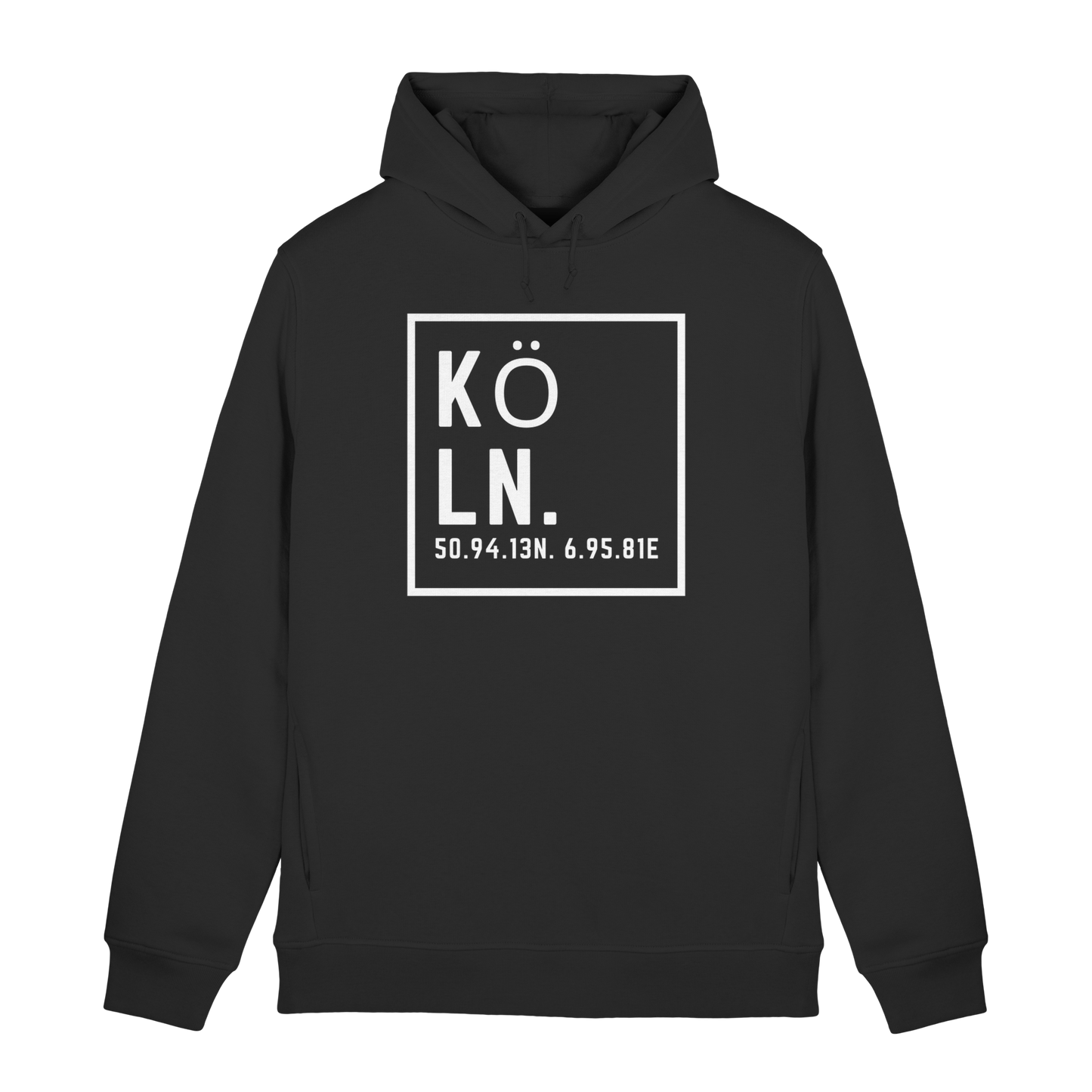 Köln Koordinaten (großer Druck auf der Brust) - Organic Hoodie B&C