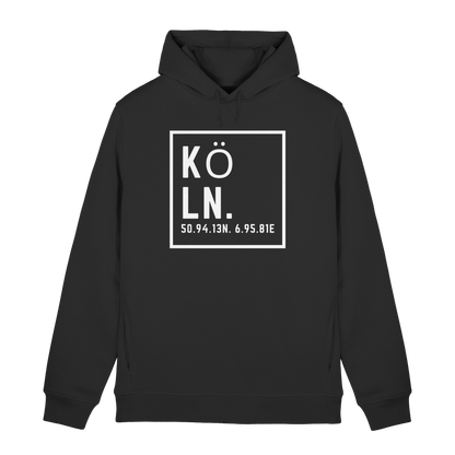 Köln Koordinaten (großer Druck auf der Brust) - Organic Hoodie B&C