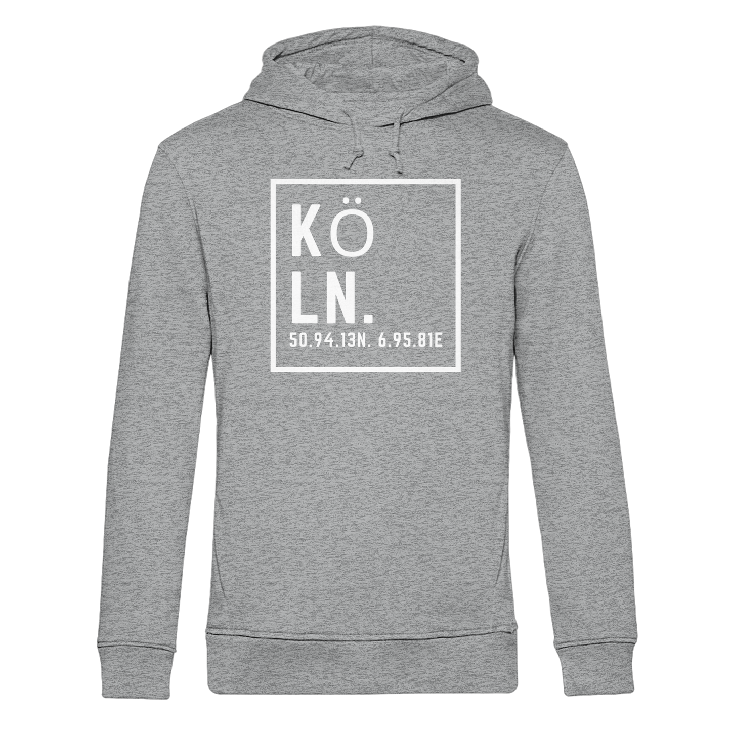 Köln Koordinaten (großer Druck auf der Brust) - Organic Hoodie B&C
