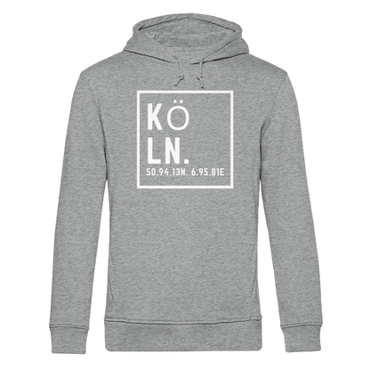 Köln Koordinaten (großer Druck auf der Brust) - Organic Hoodie B&C