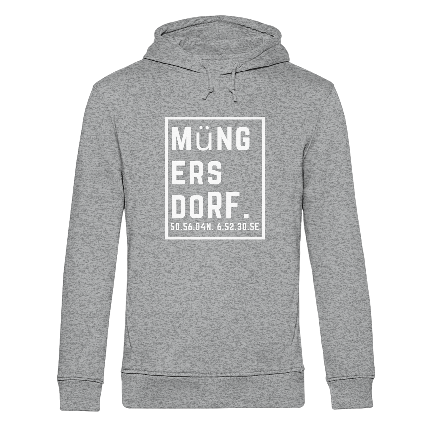 Müngersdorf Koordinaten (großer Druck auf der Brust) - Organic Hoodie B&C
