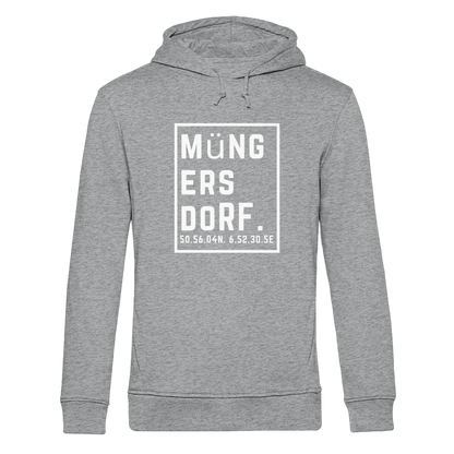 Müngersdorf Koordinaten (großer Druck auf der Brust) - Organic Hoodie B&C