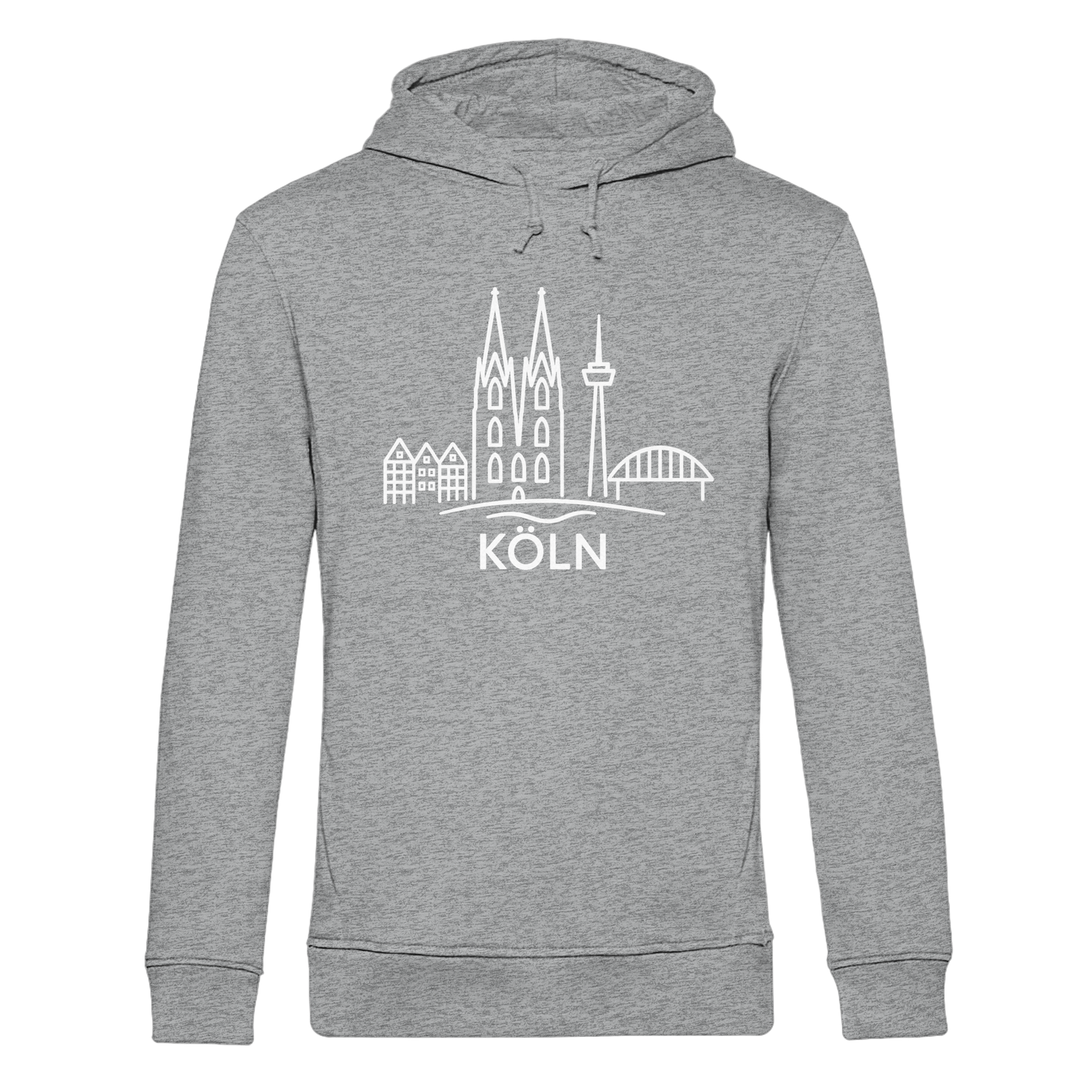 Köln Skyline (großer Druck auf der Brust) - Organic Hoodie B&C