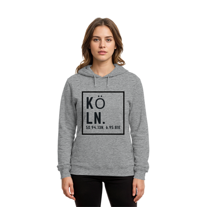 Köln Koordinaten (großer Druck auf der Brust) - Organic Hoodie B&C