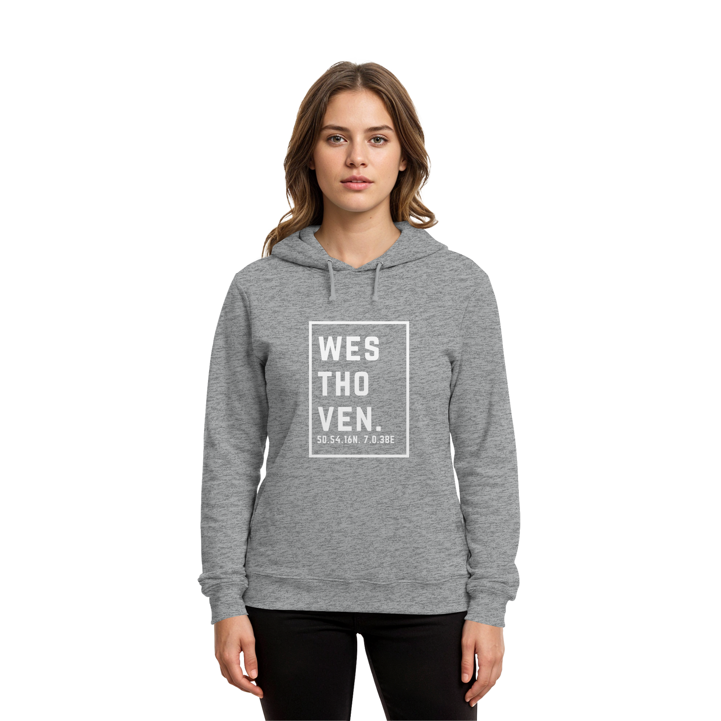 Westhoven Koordinaten (großer Druck auf der Brust) - Organic Hoodie B&C