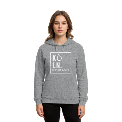 Köln Koordinaten (großer Druck auf der Brust) - Organic Hoodie B&C