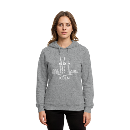 Köln Skyline (großer Druck auf der Brust) - Organic Hoodie B&C