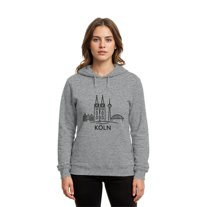 Köln Skyline (großer Druck auf der Brust) - Organic Hoodie B&C