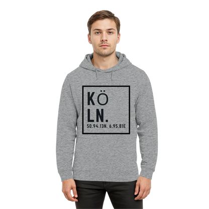 Köln Koordinaten (großer Druck auf der Brust) - Organic Hoodie B&C