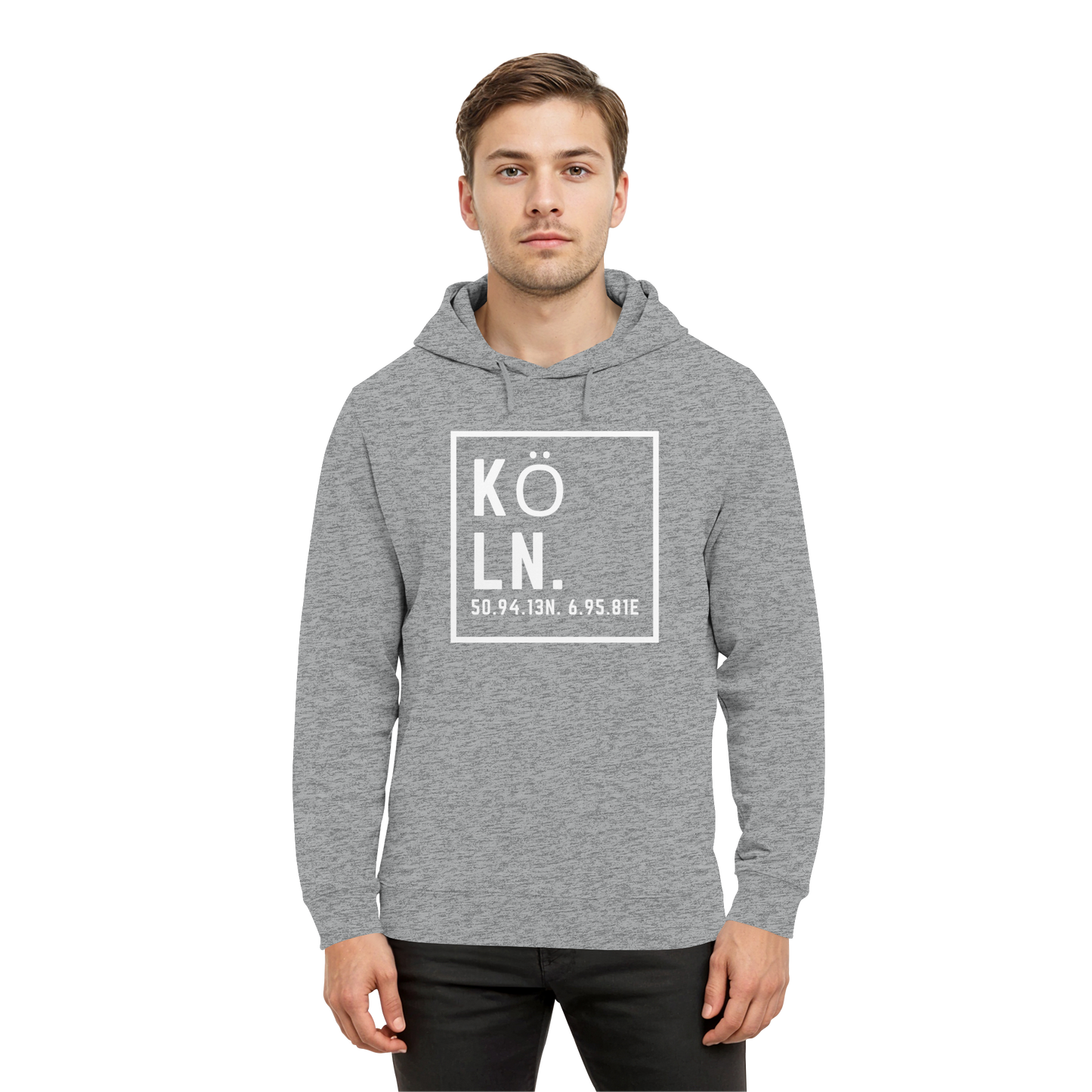 Köln Koordinaten (großer Druck auf der Brust) - Organic Hoodie B&C