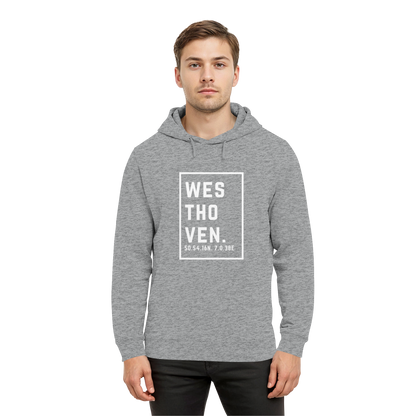 Westhoven Koordinaten (großer Druck auf der Brust) - Organic Hoodie B&C