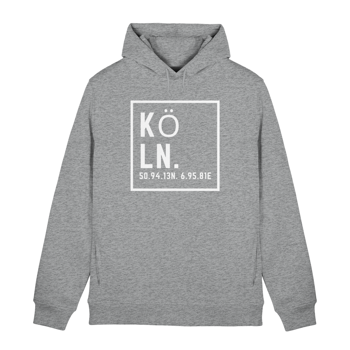 Köln Koordinaten (großer Druck auf der Brust) - Organic Hoodie B&C