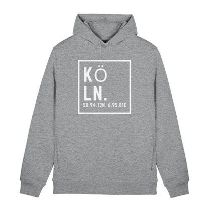 Köln Koordinaten (großer Druck auf der Brust) - Organic Hoodie B&C