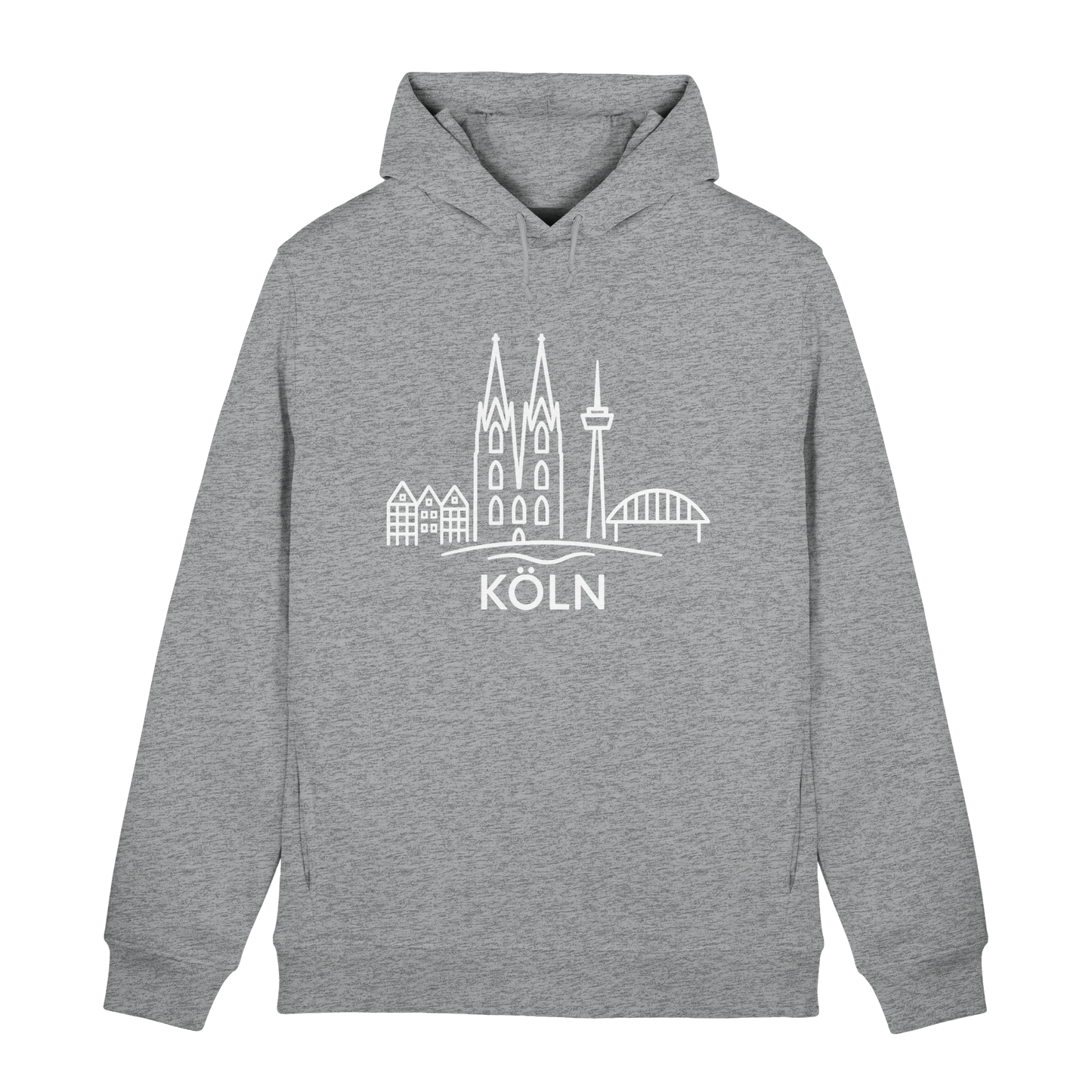 Köln Skyline (großer Druck auf der Brust) - Organic Hoodie B&C
