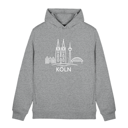 Köln Skyline (großer Druck auf der Brust) - Organic Hoodie B&C