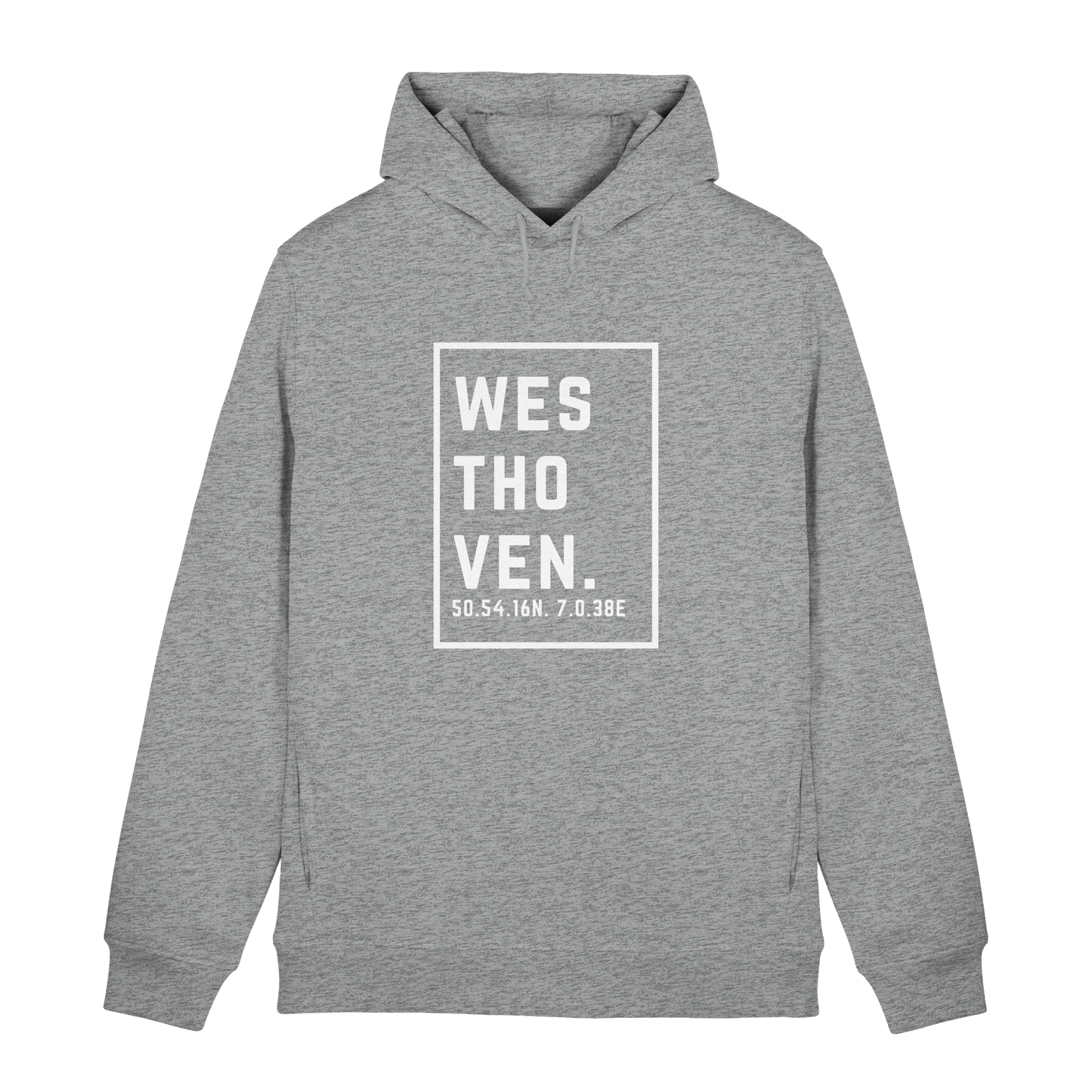 Westhoven Koordinaten (großer Druck auf der Brust) - Organic Hoodie B&C