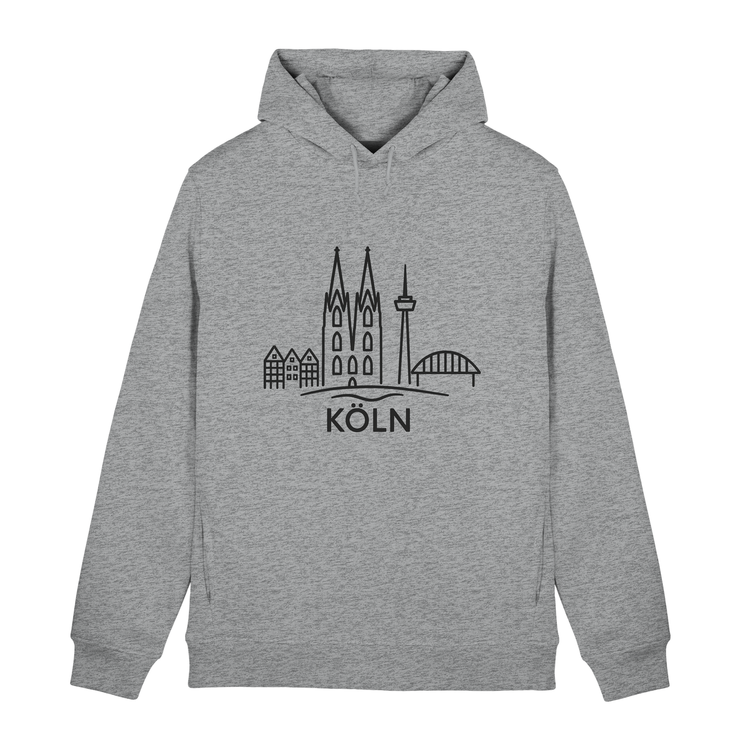 Köln Skyline (großer Druck auf der Brust) - Organic Hoodie B&C